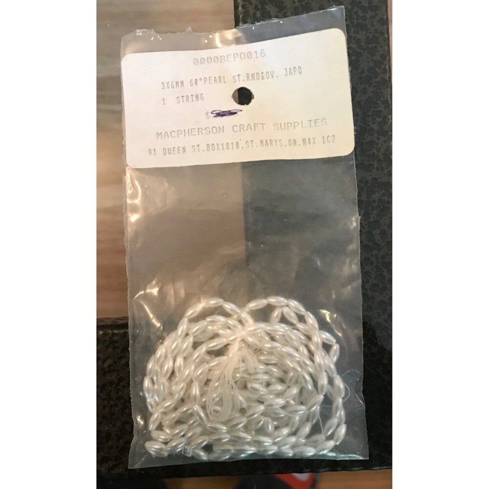 Pearl Strand For Jewelry Making MacPherson Craft Supplies 3x6mm 60"